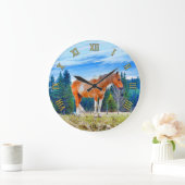 Palomino Pinto im Feld- und Forstbereich Große Wanduhr (Zuhause)
