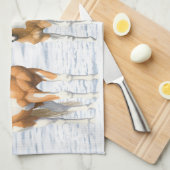 Palomino Pinto Paint Quarter Pferde im Schnee Geschirrtuch (Viertel Falte)