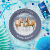 Palomino Pinto Paint Quarter Pferde im Schnee Pappteller (Party)