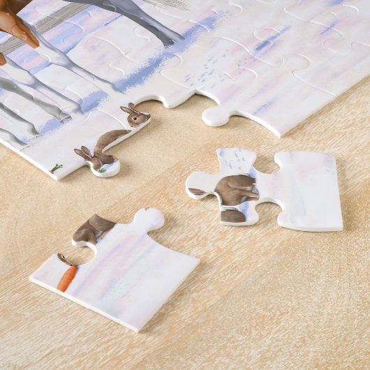 Palomino Pinto Paint Quarter Pferde im Schnee Puzzle (Seite)