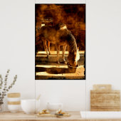 Palomino Pinto Pferd Fütternd im Stall Poster (Küche)