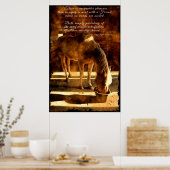 Palomino Pinto Pferd Fütternd in Barn & Prose Poster (Küche)