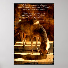 Palomino Pinto Pferd Fütternd in Barn & Prose Poster