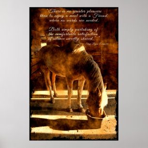 Palomino Pinto Pferd Fütternd in Barn & Prose Poster