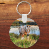 Palomino Pinto Pferdeknecht Foto Schlüsselanhänger (Vorderseite)