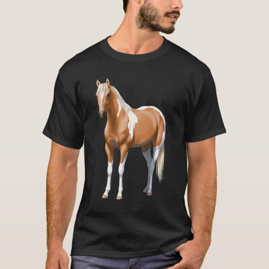 Palomino Pinto Quarter Paint Horse Stallion T-Shirt (Vorderseite)
