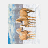 Palomino Quarter Pferde im Schnee Fleecedecke (Vorderseite)