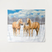 Palomino Quarter Pferde im Schnee Wandteppich (Vorderseite (Horizontal))