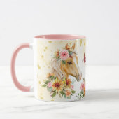 Palomino Rossblumen personalisierter Name Tasse (Links)