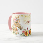 Palomino Rossblumen personalisierter Name Tasse (Vorderseite Links)