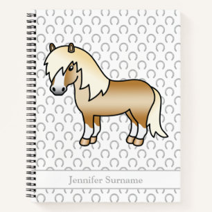 Palomino Shetland Pony Cartoon Pony & Custom Text Notizblock
