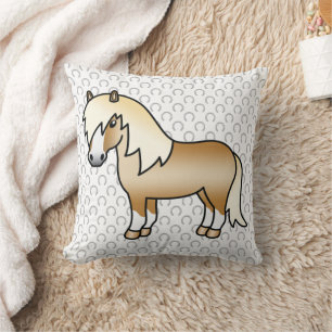Palomino Shetland Pony Niedlicher Cartoon Illustra Kissen