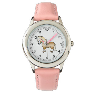 Palomino Shetlandpony Süße Cartoon-Illustration Armbanduhr