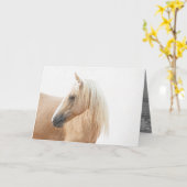 Palomino Stallion Turns  Horse Greeting Card Karte (Gelbe Blume)