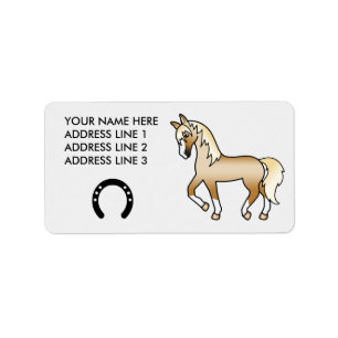Palomino Trotting Cartoon Horse Adressaufkleber
