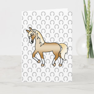 Palomino Trotting Horse Cute Cartoon Illustration Karte