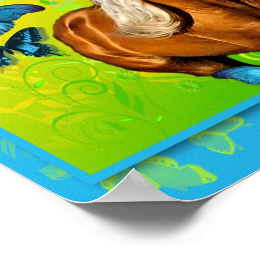 Palomino und Schmetterlinge Poster (Ecke)