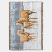 Palomino Viertel Pferde im Winter Schnee Decke (Vorderseite Vertikal)