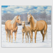 Palomino Viertel Pferde im Winter Schnee Geschenkpapier (Flach)