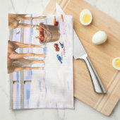 Palomino Viertel Pferde im Winter Schnee Geschirrtuch (Viertel Falte)