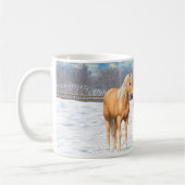 Palomino Viertel Pferde im Winter Schnee Kaffeetasse (Links)