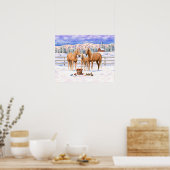 Palomino Viertel Pferde im Winter Schnee Poster (Küche)
