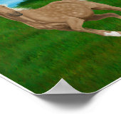 Palominopferd auf der Wiese Poster (Ecke)