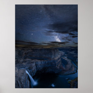 Palouse Falls Park & Milchstraße   Bundesstaat Was Poster