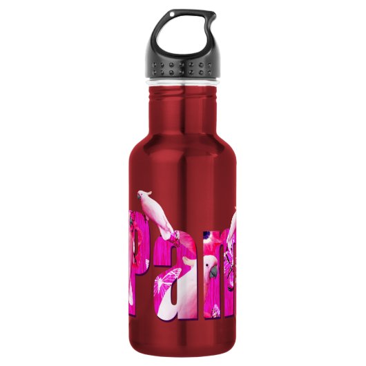 Pam, Logo mit weißen Paprika, Edelstahlflasche (Vorderseite)