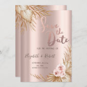 Pamapas Grass Luxus Rose Gold Save the Date (Vorne/Hinten)
