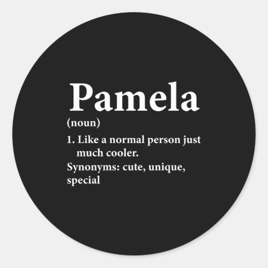 Pamela Name Definition Funny D Runder Aufkleber (Vorderseite)