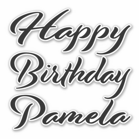 Pamela Name Vorname black Sticker Geburtstag (Vorderseite)