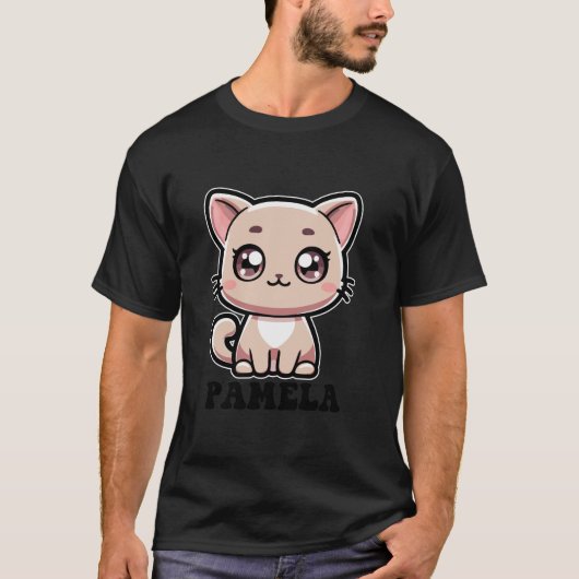 Pamela Niedlich Kitty Cat Design für Mädchen Name  T-Shirt (Vorderseite)