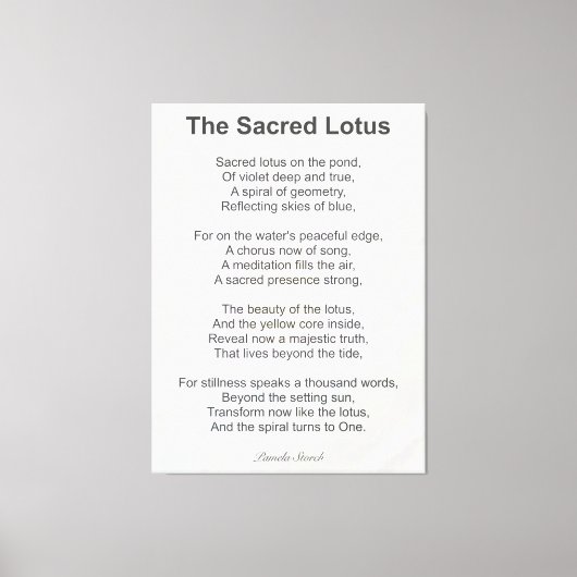 Pamela Storch - Das heilige Lotus-Gedicht Leinwanddruck (Vorderseite)