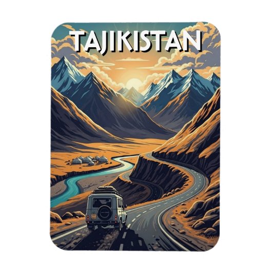 Pamir-Highway Tadschikistan Reise Magnet (Vertikal)
