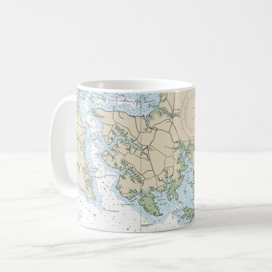 Pamlico Sound Western Part Nautical Chart 11548 Kaffeetasse (Vorderseite Links)
