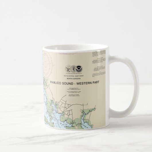 Pamlico Sound Western Part Nautical Chart 11548 Kaffeetasse (Rechts)