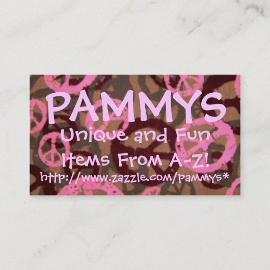 PAMMYS, http://www.zazzle.com/pammys*.. Visitenkarte (Vorderseite)