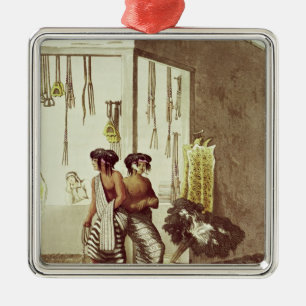 Pampa-amerikanischer Ureinwohner an einem Speicher Ornament Aus Metall