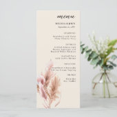 Pampa Grass Boho Wedding Menu Menükarte (Stehend Vorderseite)