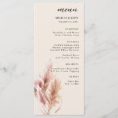 Pampa Grass Boho Wedding Menu Menükarte (Vorderseite)