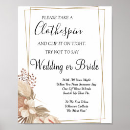 Pampa Grass Clothespin Brautparty Poster