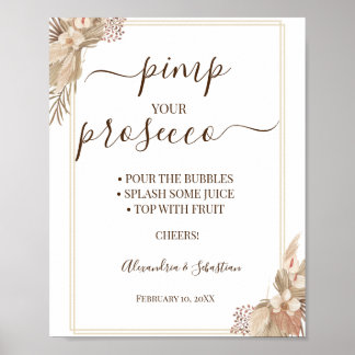 Pampa Grass Pimp Ihr Prosecco Brautparty Zeichen Poster