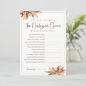 Pampa Grass The Newlyer Brautparty Game Card Einladung (Stehend Vorderseite)