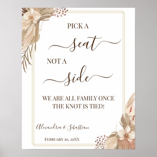 Pampa Grass Wählen Sie einen Platz, kein Hochzeits Poster (Vorne)