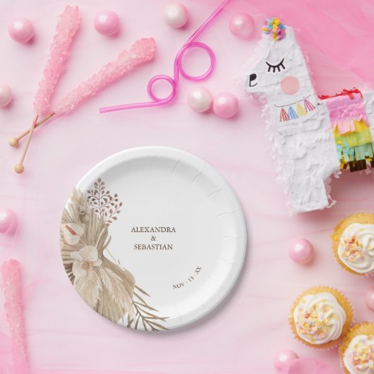 Pampa-Hochzeitszettel Pappteller (Party)