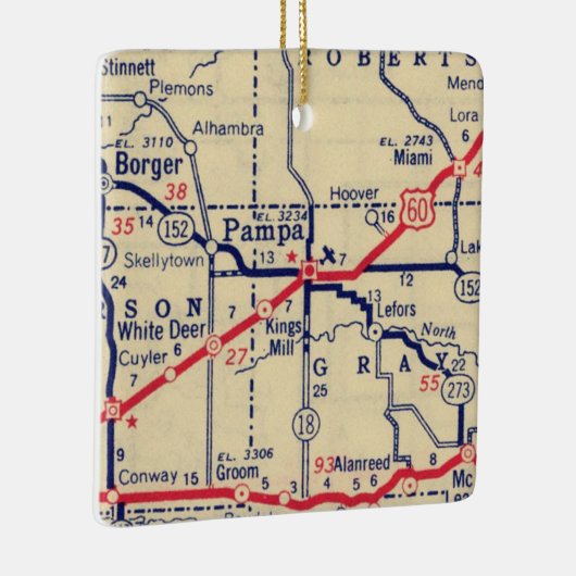 Pampa TX Vintag Map Keramikornament (Rechts)