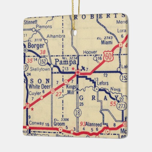 Pampa TX Vintag Map Keramikornament (Links)