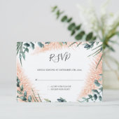 Pampas-Blätter Hochzeit von Foliage RSVP Karte (Stehend Vorderseite)