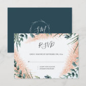 Pampas-Blätter Hochzeit von Foliage RSVP Karte (Vorne/Hinten)